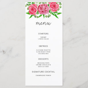 Aquarell elegantes florales minimalistisches Menü Menükarte