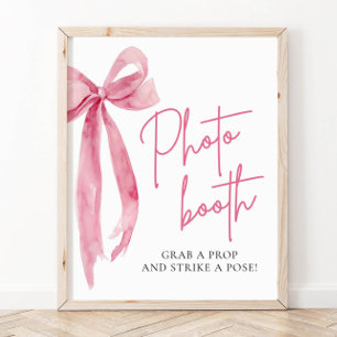 Aquarell Elegantes Rosa Schleife Fotoautomaten-Sch Poster