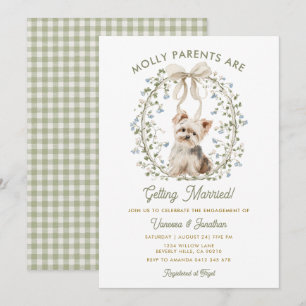 Aquarell-Eleganz-Hundewelpen-Verlobung Floral Einladung