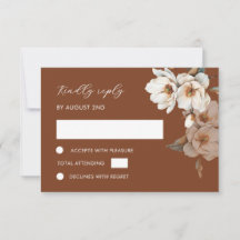 Aquarell Elfenbein Terrakotta-Blume RSVP-Karte