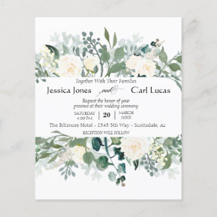 Aquarell Elfenbeinküste Rose Grüne Blätter Haushal Flyer