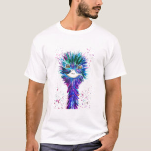 Aquarell Emu blau Vogel Tiere Wildtiere Niedlich T-Shirt