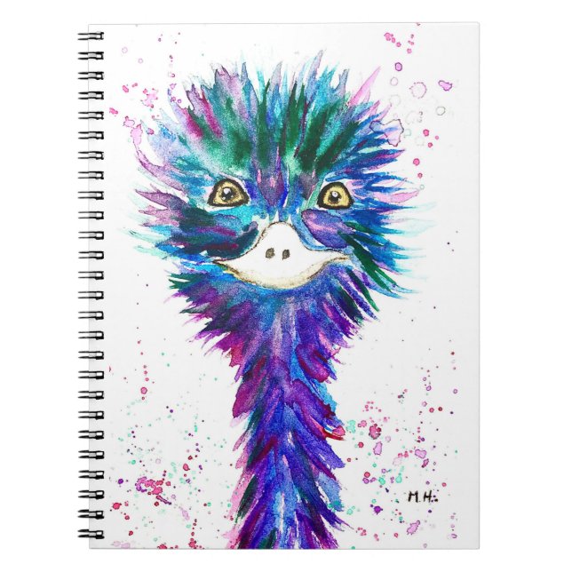 Aquarell-Emu Notizblock (Vorderseite)