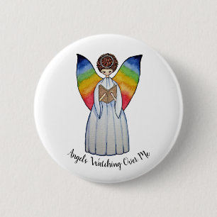 Aquarell-Engel mit Regenbogen Wings, ein Buch Button