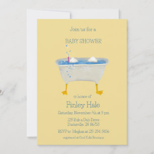 Aquarell-Ente schnorchelt in Badewanne-Baby-Party Einladung