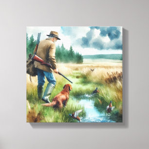 Aquarell Entenjäger auf Leinwand Print