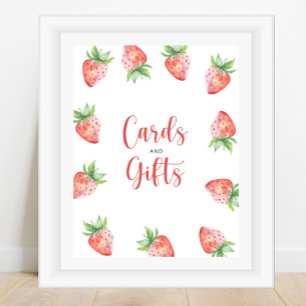 Aquarell-Erdbeer-Karten und Geschenke Baby Shower Poster