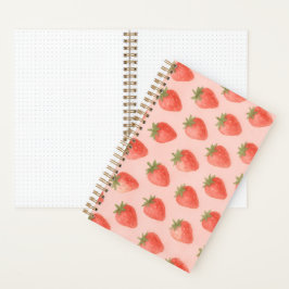 Aquarell-Erdbeer-Muster Rosafarben Whimsical Notizbuch