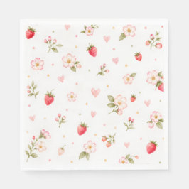 Aquarell-Erdbeer-Servietten Serviette