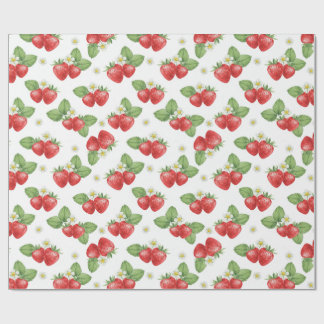Aquarell-Erdbeere Frucht und Blumen  Geschenkpapier