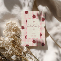 Aquarell-Erdbeeren auf rosa Raster - Valentinstag