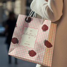 Aquarell-Erdbeeren auf rosa Raster - Valentinstag