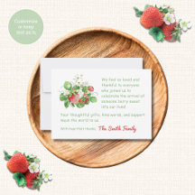 Aquarell-Erdbeeren-Dankeskarten Baby Shower