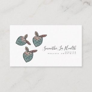 Aquarell-Erdbeeren-Doodle Rosa Blau  Visitenkarte