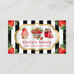 Aquarell-Erdbeeren-Torten und Marmelade Bäckerei  Visitenkarte