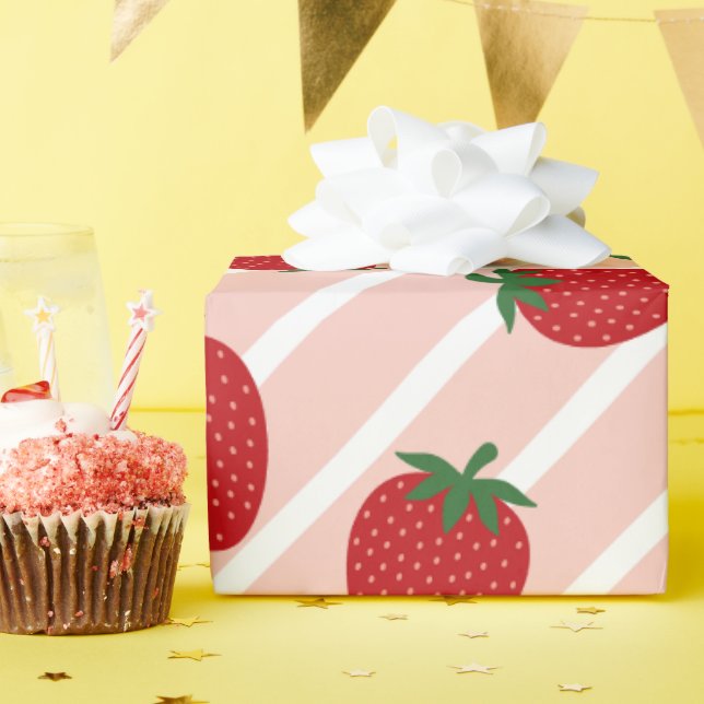 Aquarell-Erdbeermuster-Wrap-Papier Geschenkpapier (Geburtstagsparty)