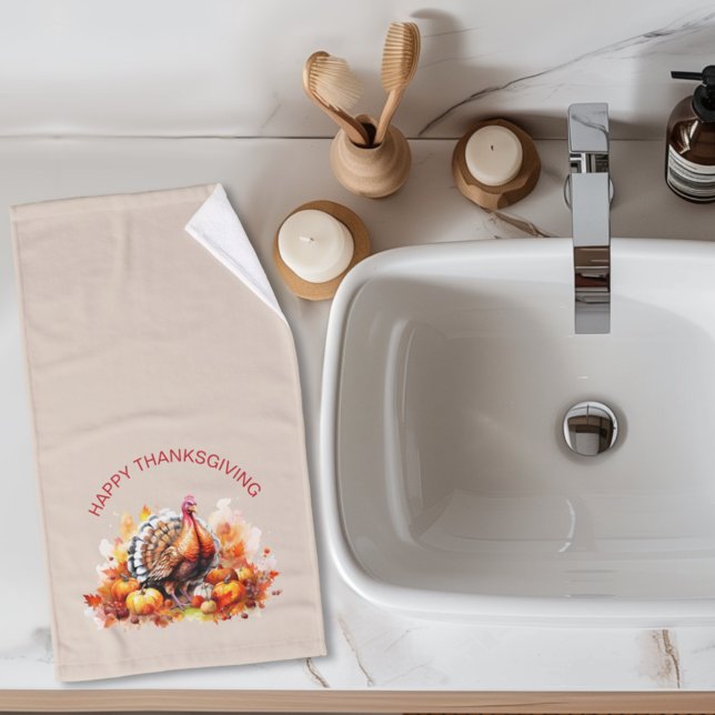 Aquarell Erntedank Türkei und Pumpkins Handtuch (Von Creator hochgeladen)