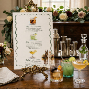 Aquarell-Esel-Signatur-Drinks-Hochzeitsmenü Poster