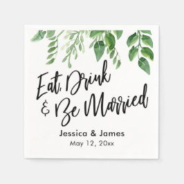 Aquarell Essen, Trinken und Verheiratet sein Serviette