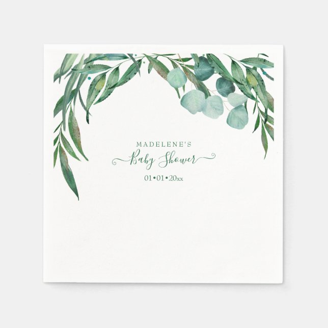 Aquarell, Eukalyptus Baby Dusche Serviette (Vorderseite)