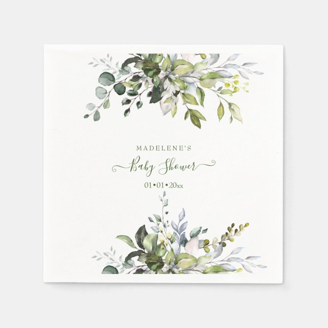 Aquarell, Eukalyptus Baby Dusche Serviette (Vorderseite)