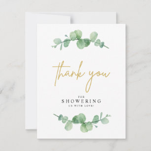 Aquarell-Eukalyptus-Baby-Shower-Dankeskarte Dankeskarte