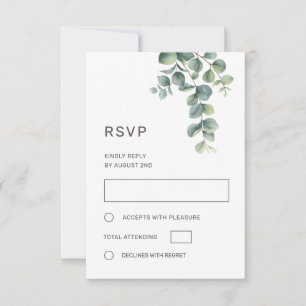 Aquarell-Eukalyptus-Blätter-Hochzeit RSVP Karte