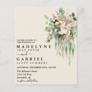 Aquarell-Eukalyptus-Blumen-Creme Elegant