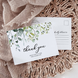 Aquarell-Eukalyptus-Brautabschied-Dankeschön Postkarte