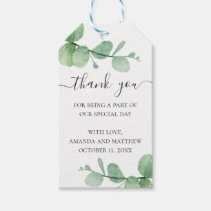 Aquarell-Eukalyptus. Elegante Hochzeits-Dankeschön Geschenkanhänger