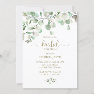 Aquarell-Eukalyptus-Grün-Bridal-Lunch Einladung