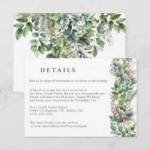 Aquarell-Eukalyptus-Grün Hochzeitsdetails Begleitkarte