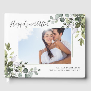 Aquarell-Eukalyptus-Grün PHOTO-Hochzeit Gästebuch