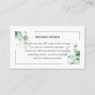 Aquarell-Eukalyptus-Grün QR-Info-Hochzeit Begleitkarte