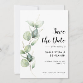 Aquarell-Eukalyptus-Grünzeug-Hochzeit Save The Date