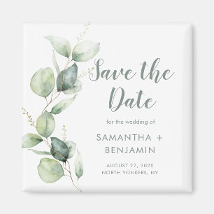 Aquarell-Eukalyptus-Hochzeit 'Save the Date' Magnet