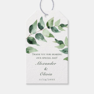 Aquarell-Eukalyptus-Hochzeit | Weiß Geschenkanhänger