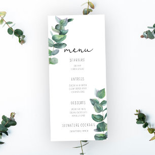 Aquarell-Eukalyptus - Hochzeitsmenü Menükarte