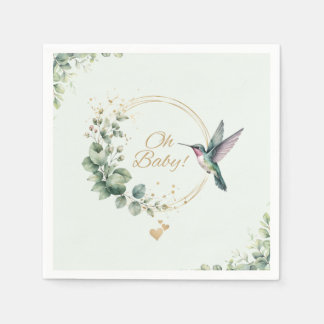 Aquarell-Eukalyptus-Kolibri-Baby-Party Serviette