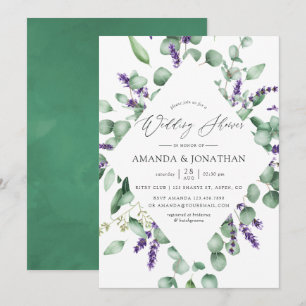 Aquarell-Eukalyptus-Lavendel-Grünzeug-Hochzeit Einladung