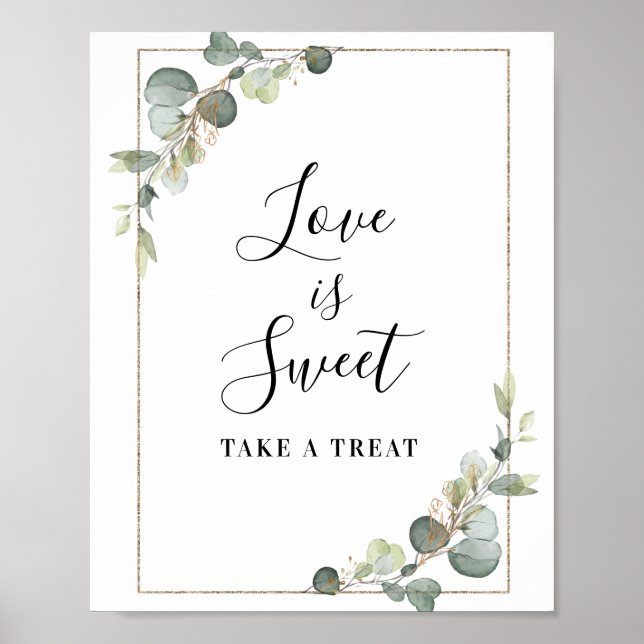 Aquarell-Eukalyptus Love is sweet Schild (Vorne)