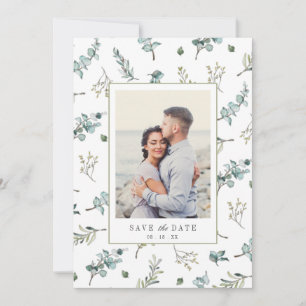 Aquarell-Eukalyptus-Muster-Foto-Hochzeit Save The Date