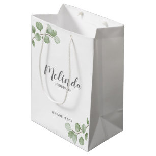 Aquarell-Eukalyptus-Personalisierter-Brautjungfern Mittlere Geschenktüte