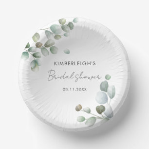 Aquarell-Eukalyptus-Schrift-Brautparty Pappteller