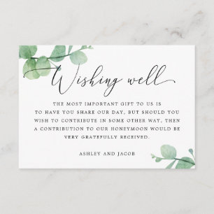 Aquarell-Eukalyptus-Schrift Hochzeitswunschbrunnen Begleitkarte