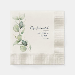 Aquarell-Eukalyptus-Script-Hochzeitspapier nach Ma Serviette