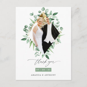Aquarell-Eukalyptus-Waldgrün-Dankeschön Postkarte