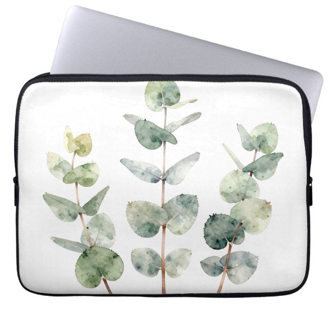 Aquarell Eukalyptusblätter Botanik Laptopschutzhülle (Vorderseite)