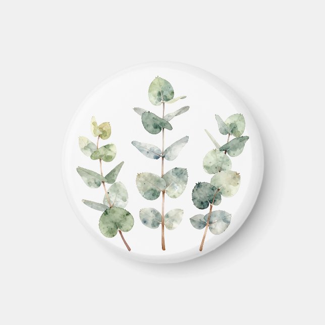 Aquarell-Eukalyptusblätter Botanik Magnet (Vorne)