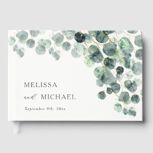 Aquarell-Eukalyptusblätter-Hochzeit Gästebuch